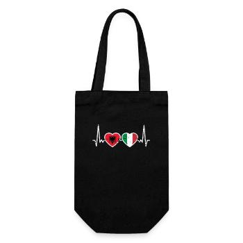 Albanie Italie Vintage Heartbeat Flag Albanais - Sac à bouteille - noir - Devant