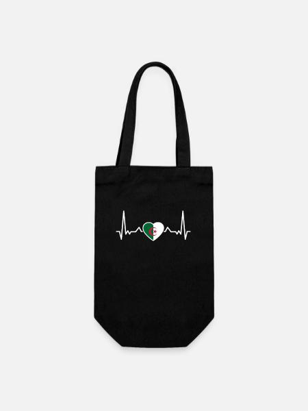 Algérie Heartbeat Drapeau algérien Algériens - Sac à bouteille - noir