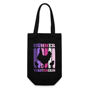 Hühner Huhn Bäuerin Landwirtin Muttertag Geschenk - Geschenkbeutel für Flaschen - Schwarz - Vorne