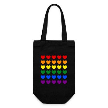 Pride Herzen Regenbogen Farben LGBT LGBTQ Geschenk - Geschenkbeutel für Flaschen - Schwarz - Vorne