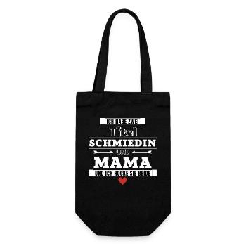 Ich habe zwei Titel Schmiedin und Mama - Geschenkbeutel für Flaschen - Schwarz - Vorne