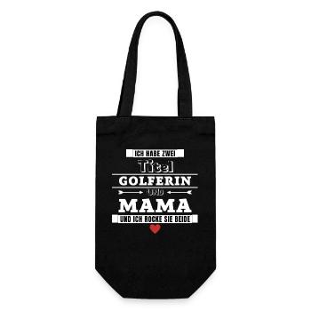 Ich habe zwei Titel Golferin und Mama - Geschenkbeutel für Flaschen - Schwarz - Vorne