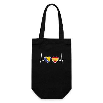 Bosnia and Herzegovina Spain Vintage Heartbeat Flag Bosnian - Gift Bag for Bottles - black - Front