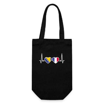 Bosnia France Heartbeat Flag Bosnians - Gift Bag for Bottles - black - Front