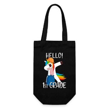 1st Grade First Grader Elementary School Unicorn - Gift Bag for Bottles - black - Front