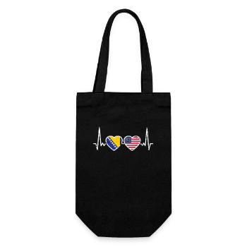 Bosnia USA Vintage Heartbeat Flag Bosnian - Gift Bag for Bottles - black - Front