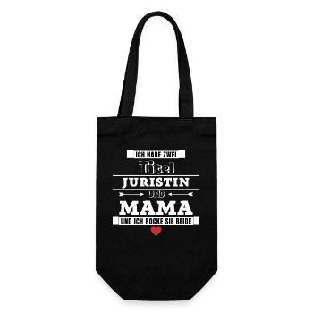 Ich habe zwei Titel Juristin und Mama - Geschenkbeutel für Flaschen - Schwarz - Vorne