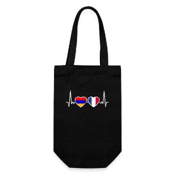 Armenia France Vintage Heartbeat Flag - Gift Bag for Bottles - black - Front