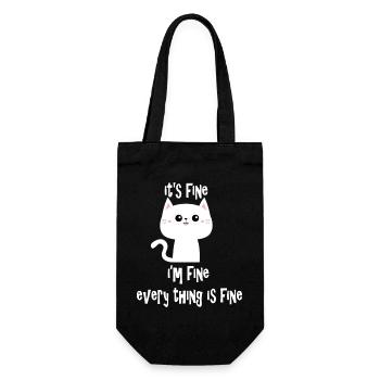 Es ist in Ordnung Mir geht es gut Alles ist in Ordnung Cat V2 - Geschenkbeutel für Flaschen - Schwarz - Vorne
