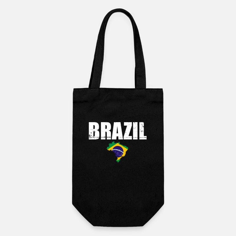 Brésil Brésil Carte Drapeau Brésil - Sac à bouteille - noir