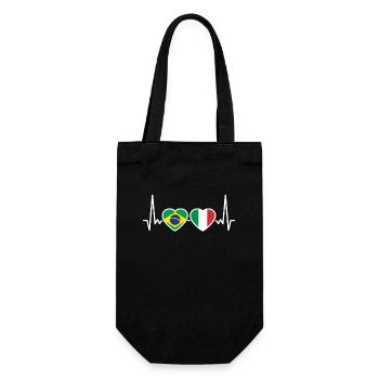 Brazil Italy Heartbeat Flag Brazilian - Gift Bag for Bottles - black - Front