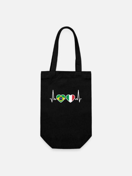 Brésil Italie Heartbeat Flag Brésil - Sac à bouteille - noir