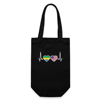 Gabon USA Heartbeat Flag American Gabonese - Gift Bag for Bottles - black - Front