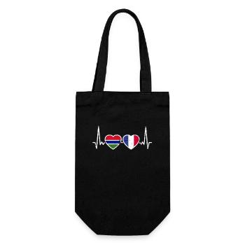 Gambia France Vintage Heartbeat Flag - Gift Bag for Bottles - black - Front