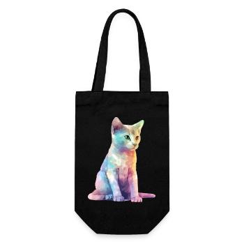 Miki, die bunte Katze - Geschenkbeutel für Flaschen - Schwarz - Vorne