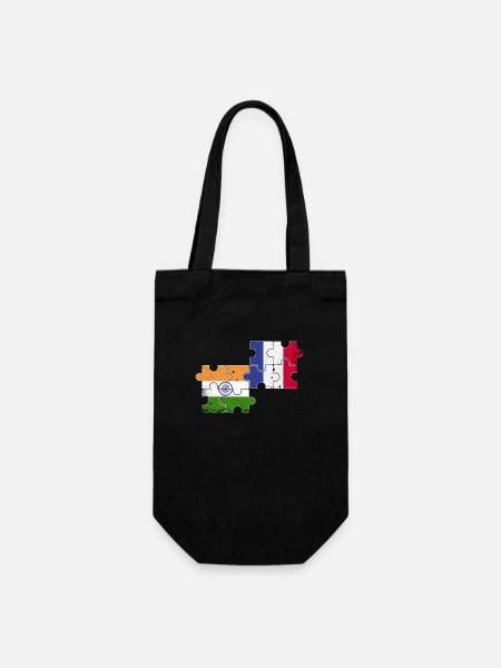 Inde France Vintage Flag Français Indien - Sac à bouteille - noir