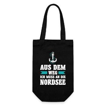 Nordsee Meer Anker Urlaub Norden See Geschenk - Geschenkbeutel für Flaschen - Schwarz - Vorne