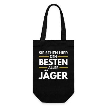Sie sehen hier den Besten aller Jäger - Geschenkbeutel für Flaschen - Schwarz - Vorne