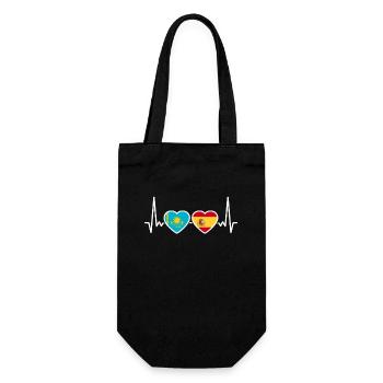 Kazakhstan Spain Heartbeat Flag Kazakhstan - Gift Bag for Bottles - black - Front