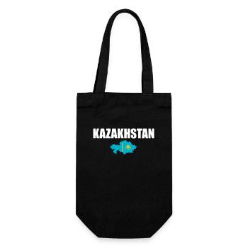 Kazakhstan Karte Kasachstan Kasachische Flagge - Geschenkbeutel für Flaschen - Schwarz - Vorne