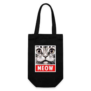 MEOW Meow Cadeau de visage de chat mignon - Sac à bouteille - noir - Devant