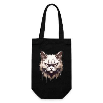 Katze Genervtes Katzengesicht Böser Stubentiger - Geschenkbeutel für Flaschen - Schwarz - Vorne