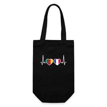 Cameroun France Heartbeat Flag Camerounais - Sac à bouteille - noir - Devant