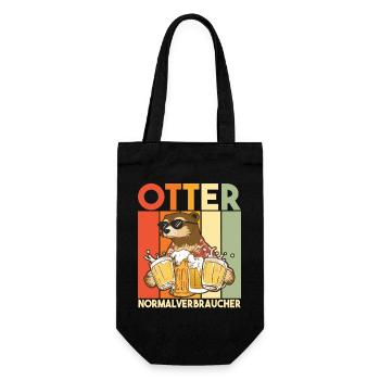 Lustiger Otter Normalverbraucher Bier Saufen Retro - Geschenkbeutel für Flaschen - Schwarz - Vorne