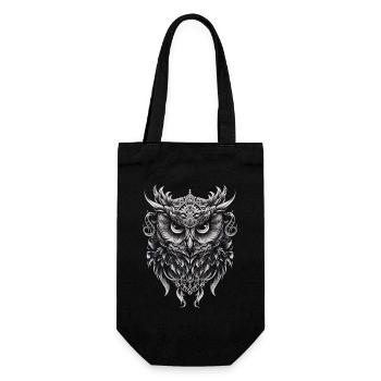 Cute owl with big eyes - Gift Bag for Bottles - black - Front