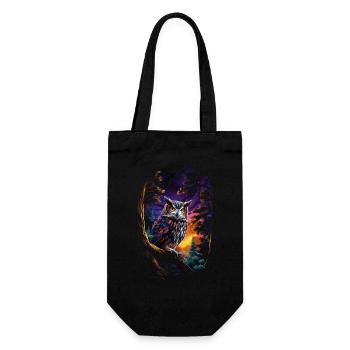 Beautiful owl with big eyes at night - Gift Bag for Bottles - black - Front
