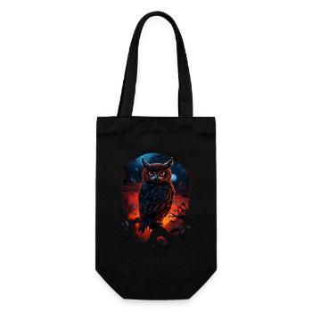Beautiful owl with big eyes at night - Gift Bag for Bottles - black - Front