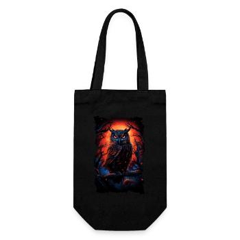 Cool owl with big eyes at night - Gift Bag for Bottles - black - Front