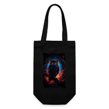 Cool owl with big eyes at night - Gift Bag for Bottles - black - Front
