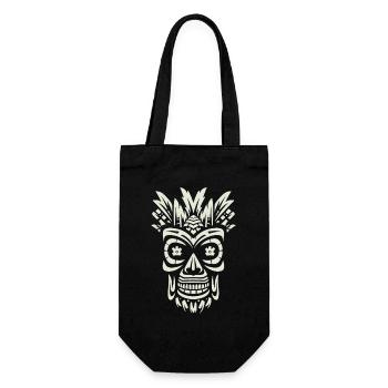 Tribal Tiki Maori Retro Polynesian Mask - Gift Bag for Bottles - black - Front