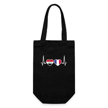 Iraq France Heartbeat Flag Iraqis - Gift Bag for Bottles - black - Front