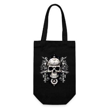 Totenkopf Abstrakt Street Art - Geschenkbeutel für Flaschen - Schwarz - Vorne