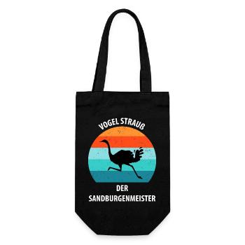 Strauß Ostrich Vogel Strauß Ornithologie - Geschenkbeutel für Flaschen - Schwarz - Vorne