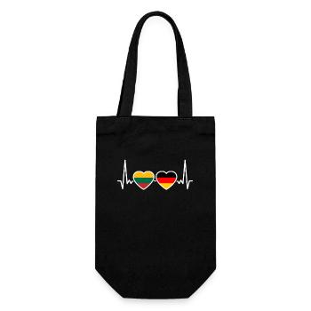 Lithuania Germany Heartbeat Flag Lithuanian - Gift Bag for Bottles - black - Front