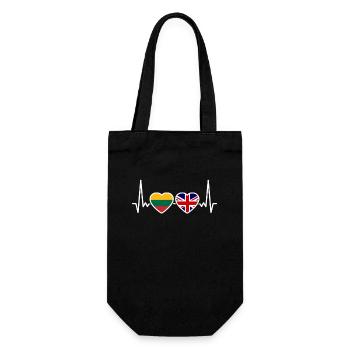 Lithuania UK Heartbeat Flag British Lithuanian - Gift Bag for Bottles - black - Front
