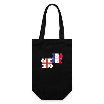 Georgien Frankreich Flagge Französisch Georgier - Geschenkbeutel für Flaschen - Schwarz - Vorne