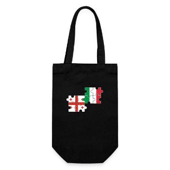 Georgien Italien Flagge Italienisch Georgier - Geschenkbeutel für Flaschen - Schwarz - Vorne