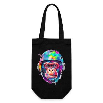 Monkey with a space helmet - Gift Bag for Bottles - black - Front