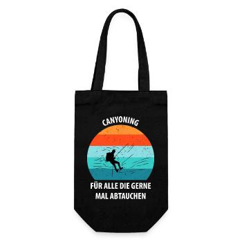 Canyoning Bergsteigen Klettern Wandern Berge - Geschenkbeutel für Flaschen - Schwarz - Vorne