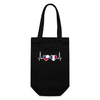 Chile France Vintage Heartbeat Flag Chilean - Gift Bag for Bottles - black - Front