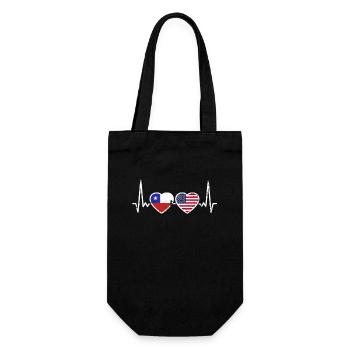 Chile USA Vintage Heartbeat Flag Chilean - Gift Bag for Bottles - black - Front