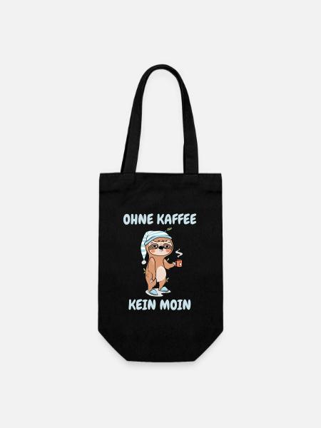 Ohne Kaffee Kein Moin - Faultier - Geschenkbeutel für Flaschen - Schwarz