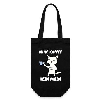 Ohne Kaffee Kein Moin - Katze - Geschenkbeutel für Flaschen - Schwarz - Vorne