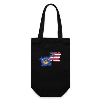 Kosovo USA Flagge Amerikanisch Kosovar - Geschenkbeutel für Flaschen - Schwarz - Vorne