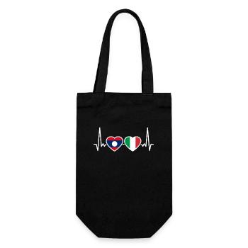 Laos Italie Heartbeat Flag Laotien italien - Sac à bouteille - noir - Devant