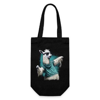 Tanzendes Lama Lamas Alpaka Tier Geschenkidee - Geschenkbeutel für Flaschen - Schwarz - Vorne